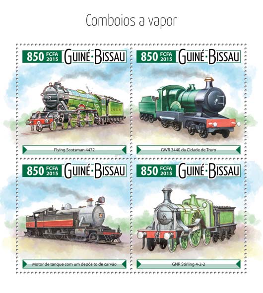 Steam trains - Issue of Guinée-Bissau postage stamps