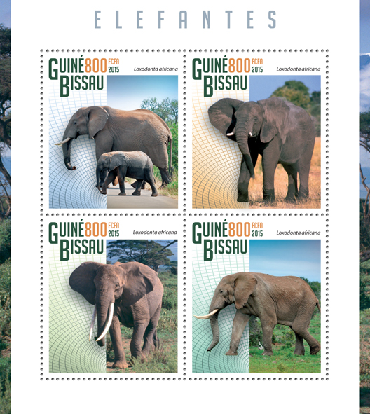 Elephants - Issue of Guinée-Bissau postage stamps