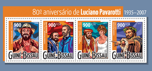 Luciano Pavarotti - Issue of Guinée-Bissau postage stamps