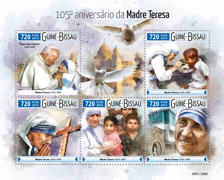 Mother Teresa - Issue of Guinée-Bissau postage stamps