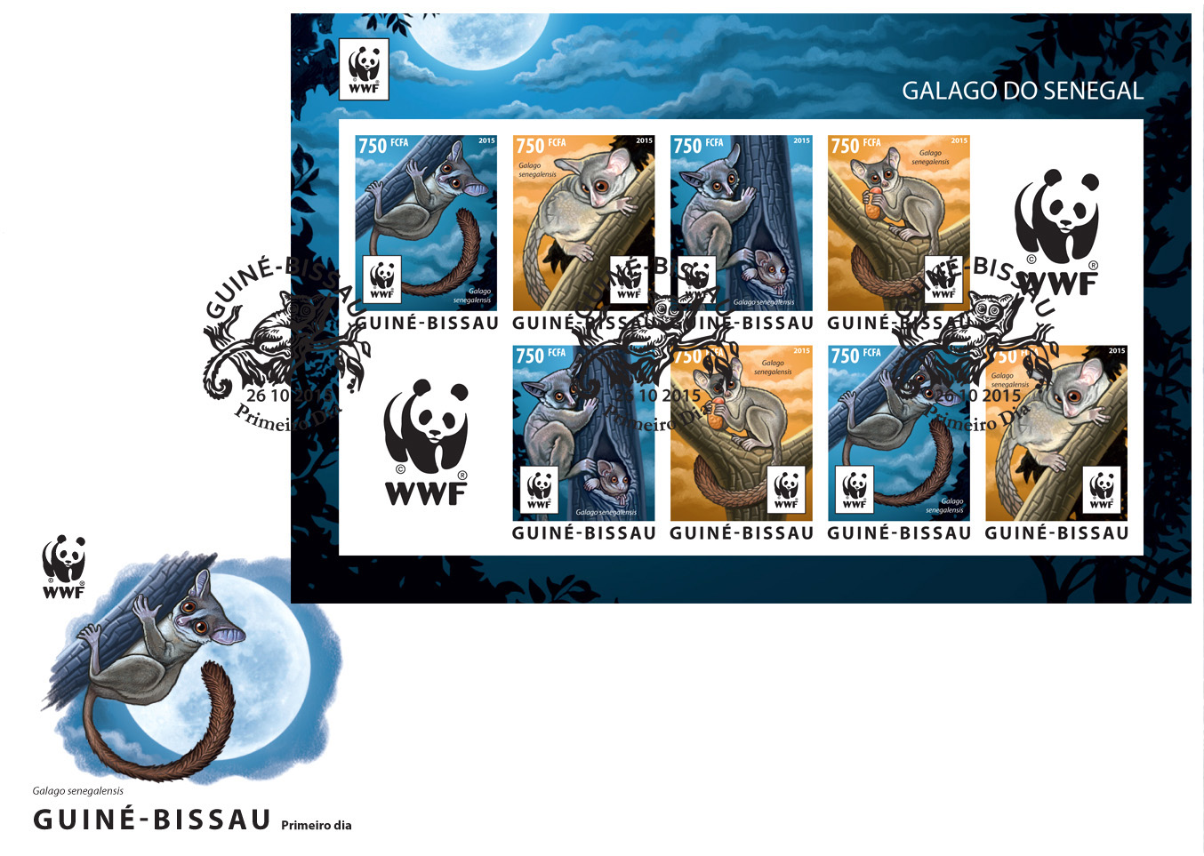 WWF – Galago (FDC imperf.) - Issue of Guinée-Bissau postage stamps