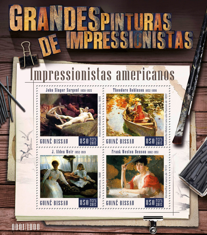 American impressionists - Issue of Guinée-Bissau postage stamps