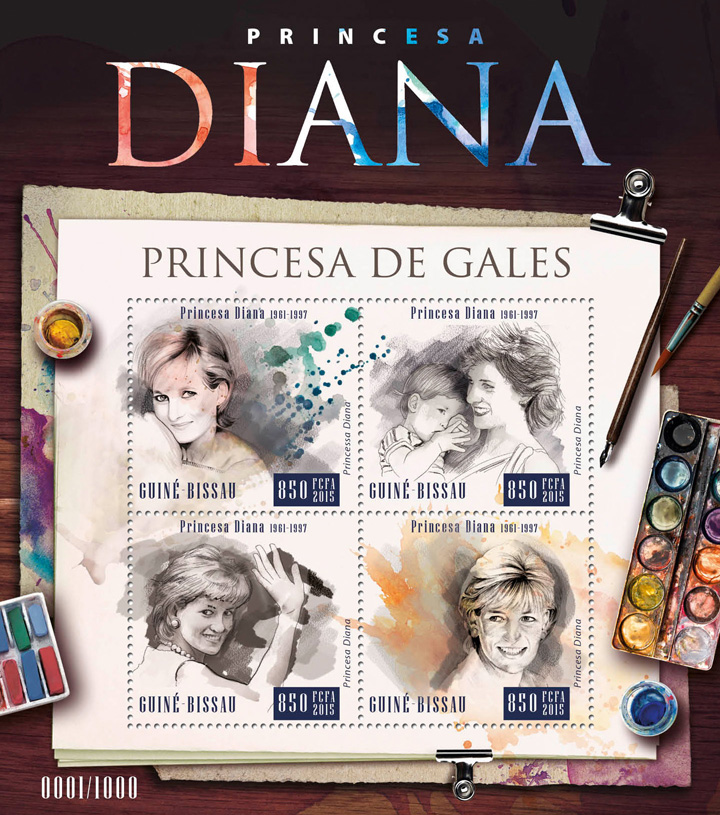 Princess Diana - Issue of Guinée-Bissau postage stamps