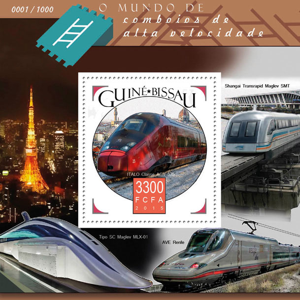 High speed trains - Issue of Guinée-Bissau postage stamps