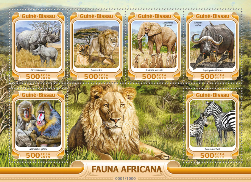 African fauna - Issue of Guinée-Bissau postage stamps