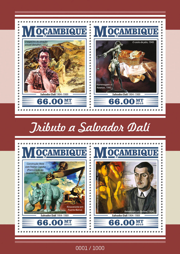 Salvador Dali - Issue of Guinée-Bissau postage stamps