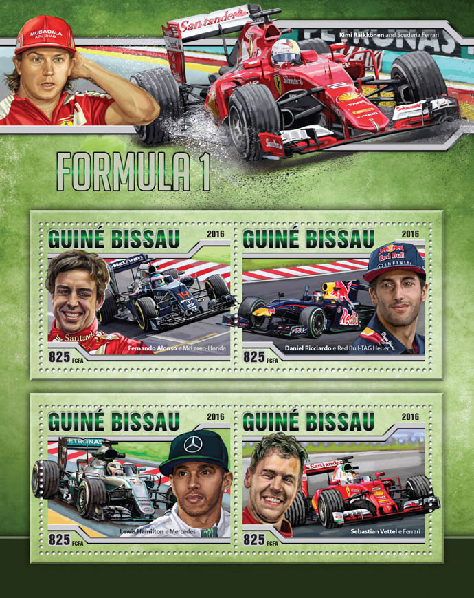 Formula 1 - Issue of Guinée-Bissau postage stamps