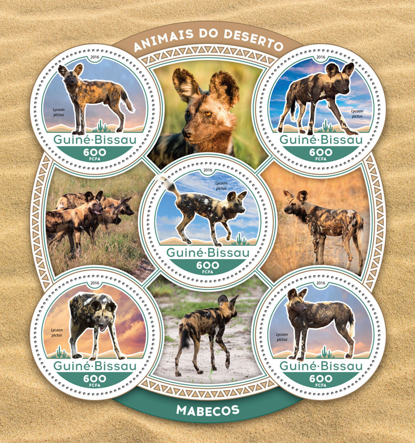 African wild dogs - Issue of Guinée-Bissau postage stamps