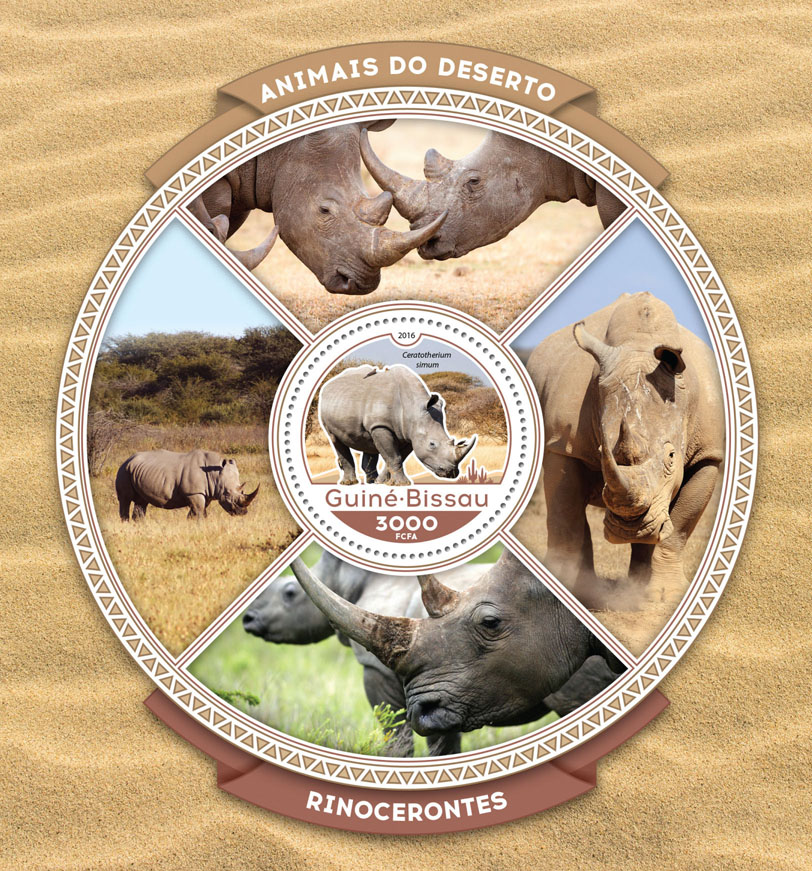 Rhinoceros - Issue of Guinée-Bissau postage stamps