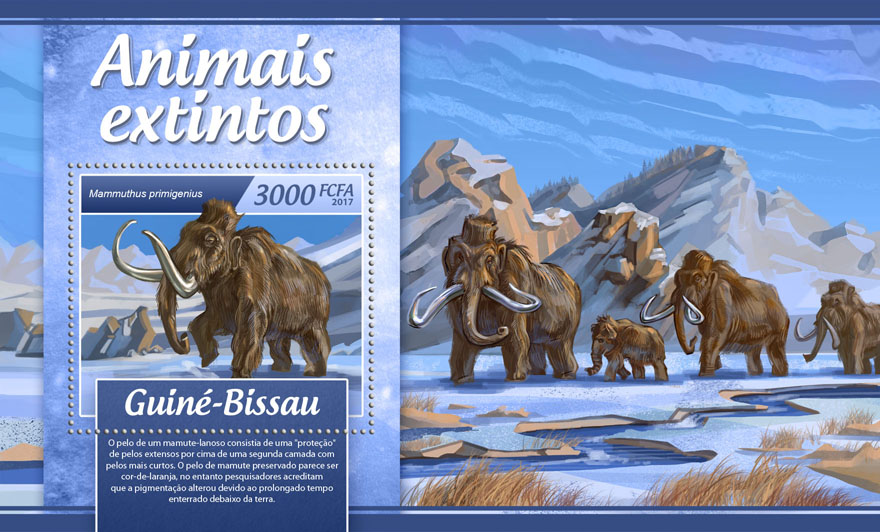 Extinct animals - Issue of Guinée-Bissau postage stamps