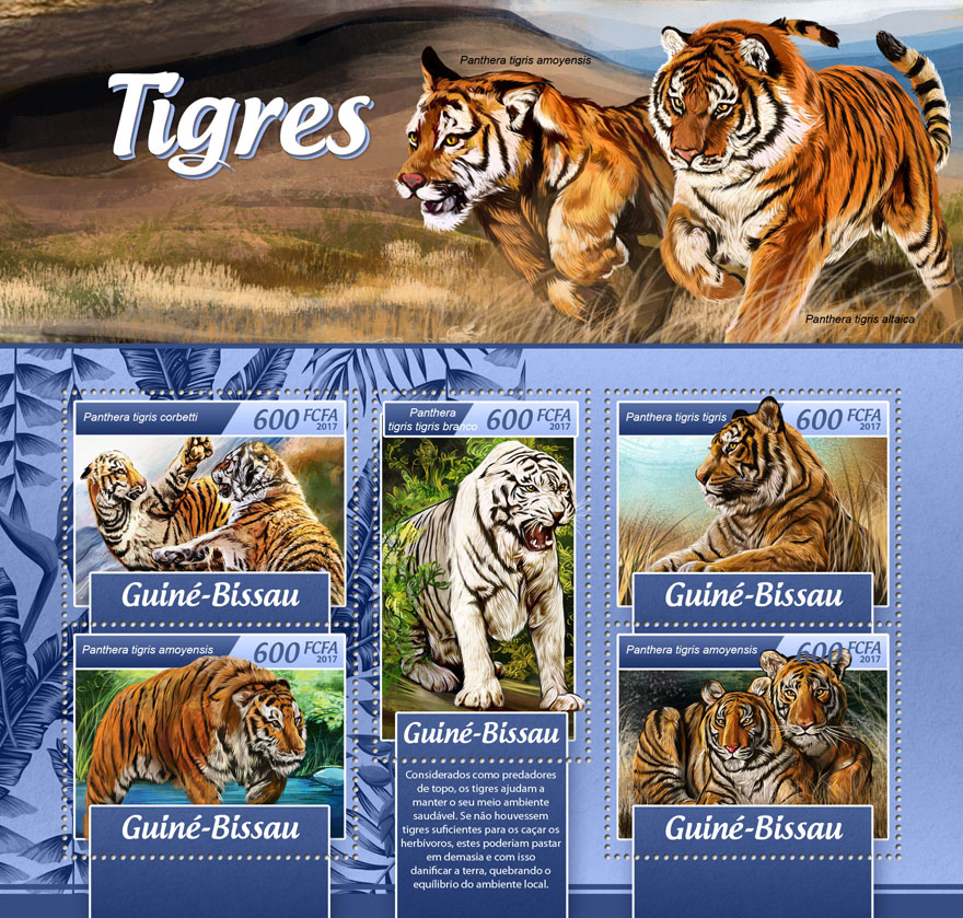 Tigers - Issue of Guinée-Bissau postage stamps