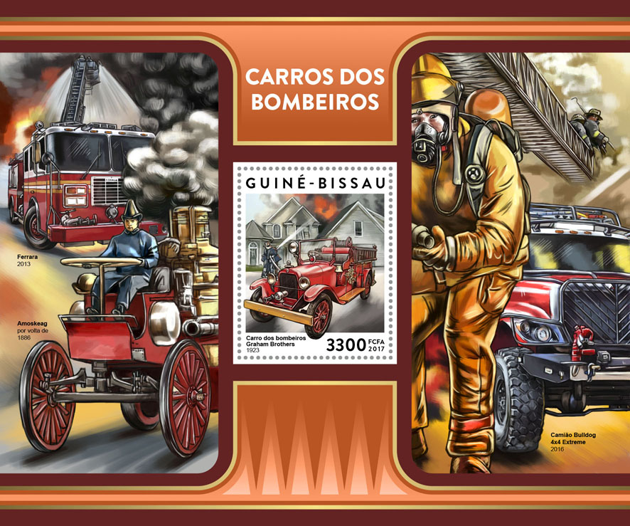 Fire trucks - Issue of Guinée-Bissau postage stamps