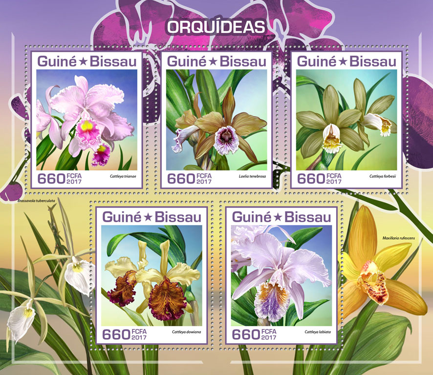 Orchids - Issue of Guinée-Bissau postage stamps