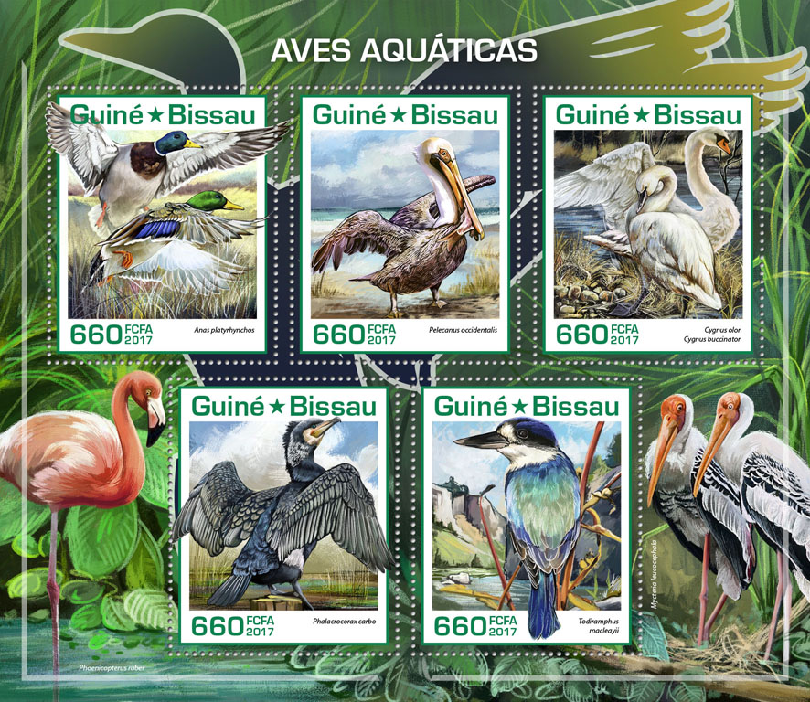 Water birds - Issue of Guinée-Bissau postage stamps
