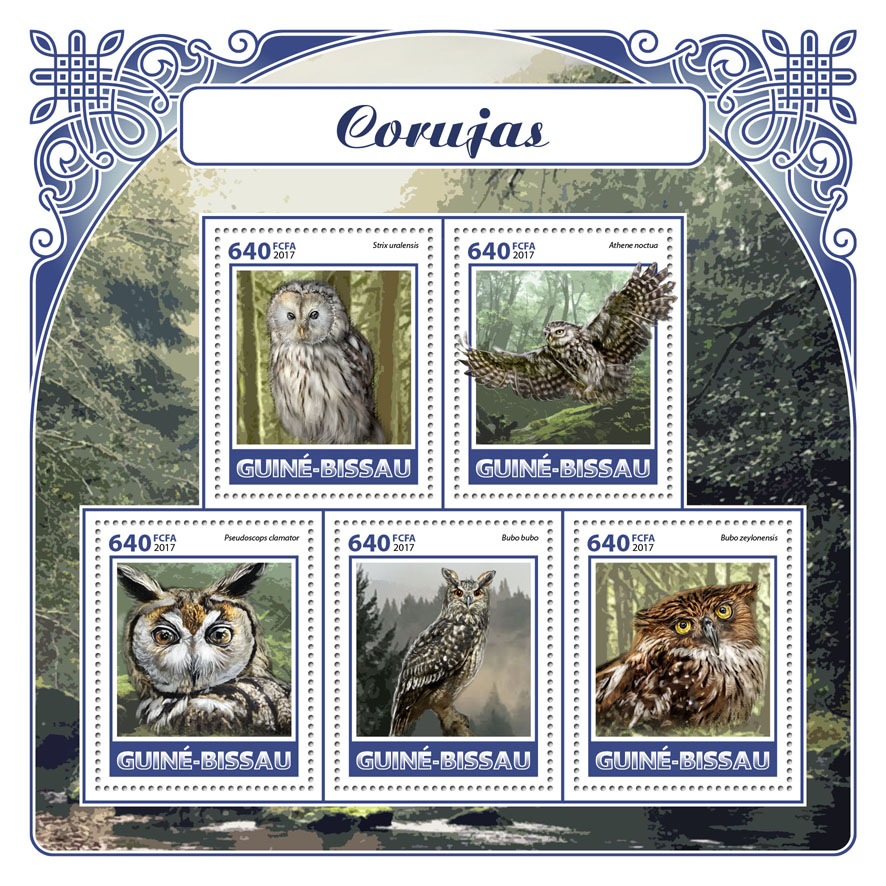 Owls - Issue of Guinée-Bissau postage stamps