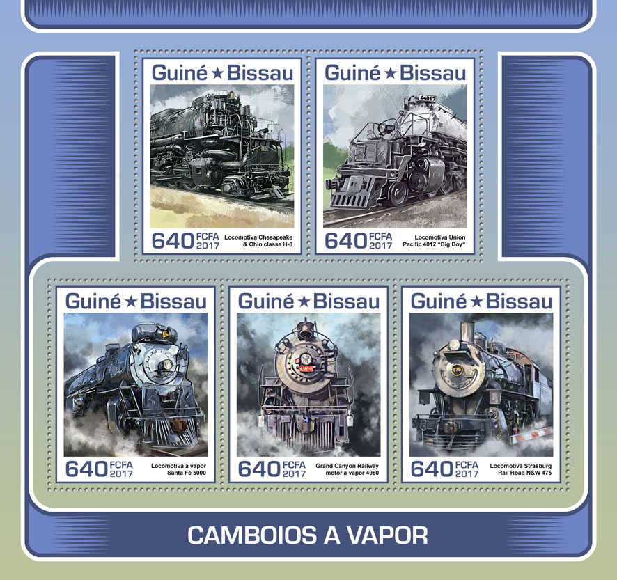 Steam trains - Issue of Guinée-Bissau postage stamps