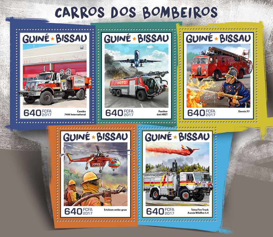 Fire engines - Issue of Guinée-Bissau postage stamps