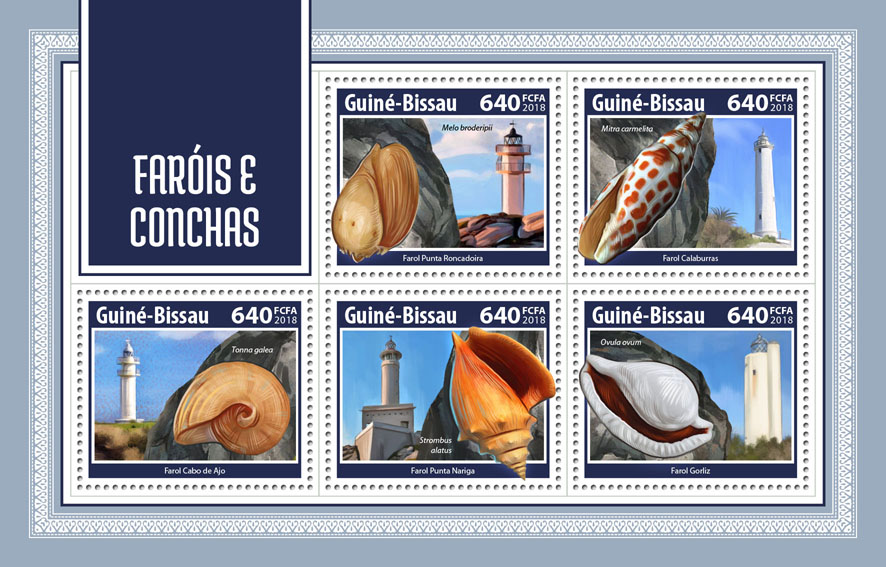 Lighthouses and shells - Issue of Guinée-Bissau postage stamps
