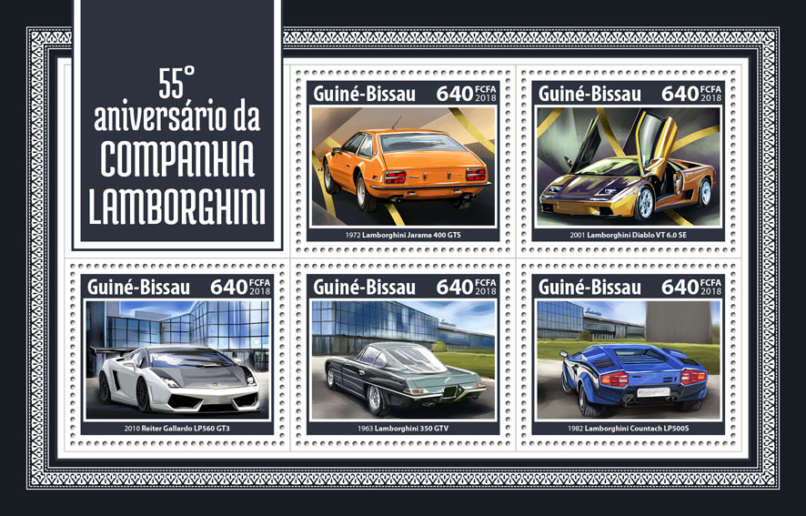Lamborghini - Issue of Guinée-Bissau postage stamps