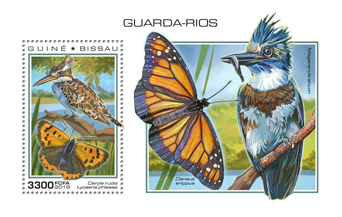Kingfishers - Issue of Guinée-Bissau postage stamps