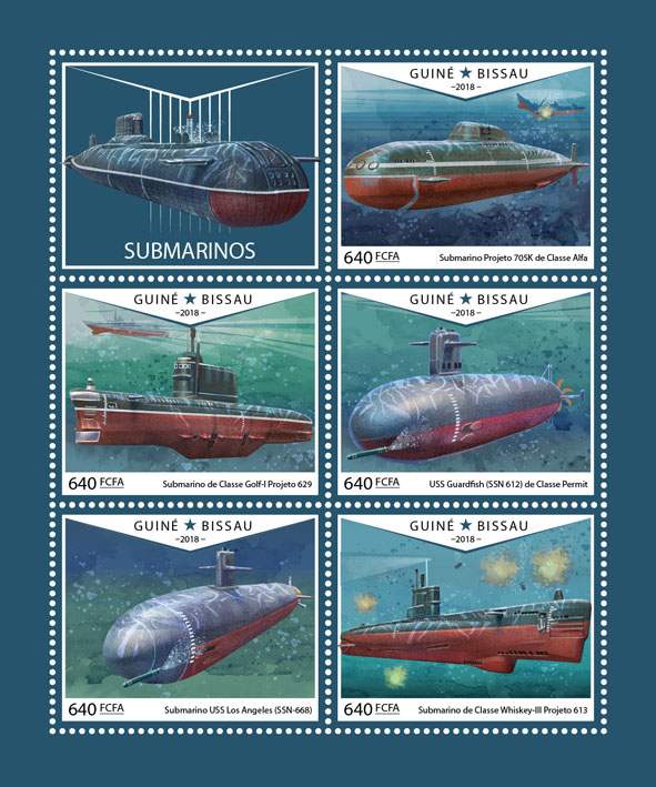 Submarines - Issue of Guinée-Bissau postage stamps