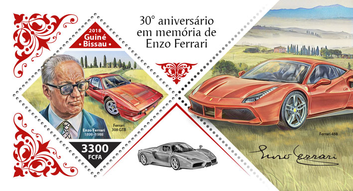 Enzo Ferrari - Issue of Guinée-Bissau postage stamps