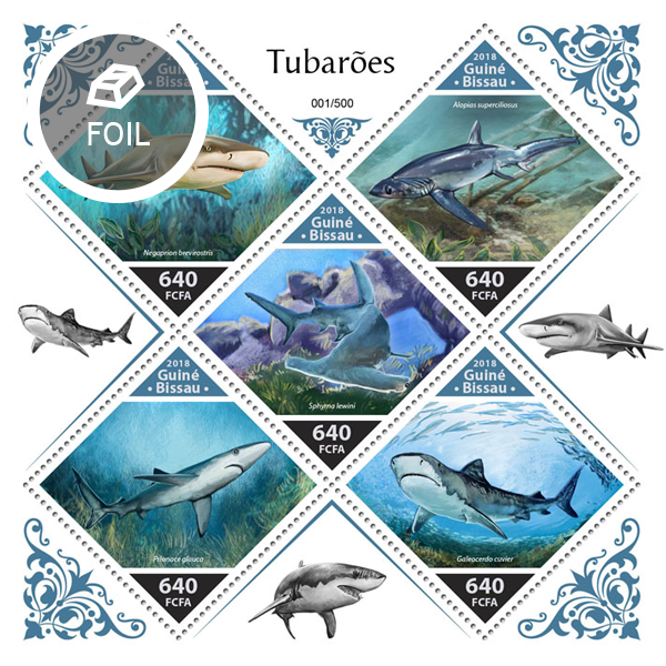 Sharks - Issue of Guinée-Bissau postage stamps