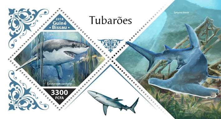 Sharks - Issue of Guinée-Bissau postage stamps