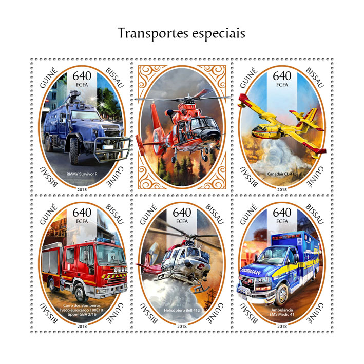 Special transport - Issue of Guinée-Bissau postage stamps
