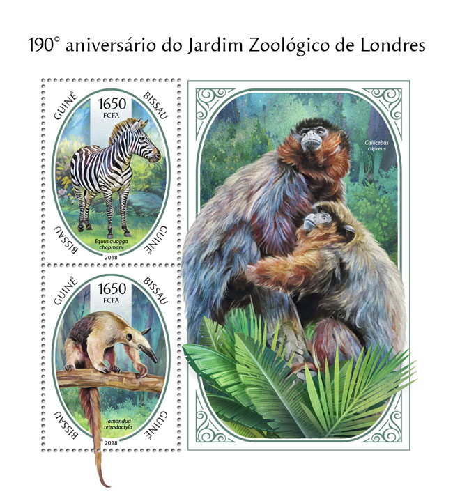 London Zoo - Issue of Guinée-Bissau postage stamps