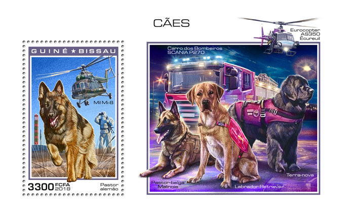 Dogs - Issue of Guinée-Bissau postage stamps