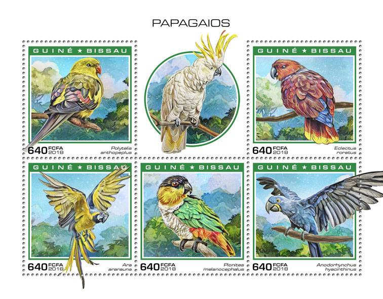 Parrots - Issue of Guinée-Bissau postage stamps