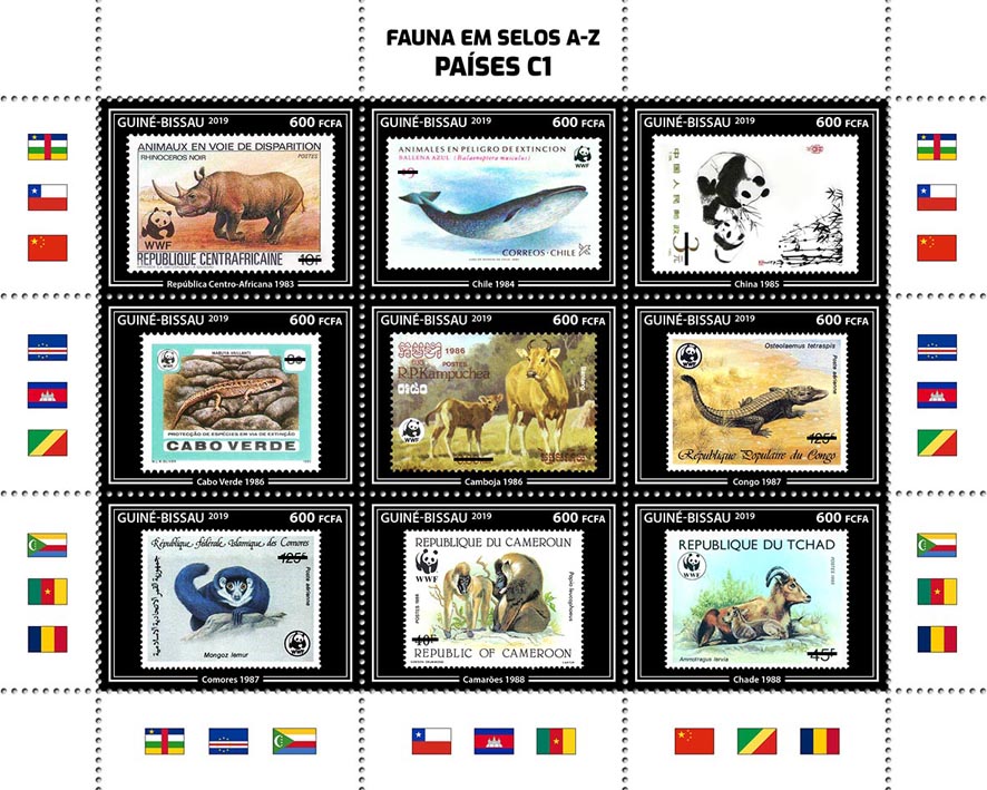 Stamps on stamps 9v 01 - Issue of Guinée-Bissau postage stamps