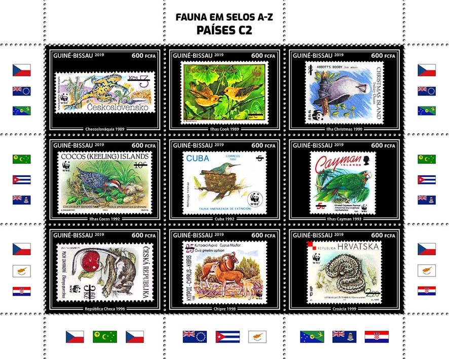 Stamps on stamps 9v 02 - Issue of Guinée-Bissau postage stamps
