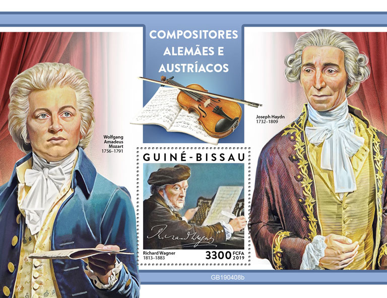 German-Austrian composers - Issue of Guinée-Bissau postage stamps