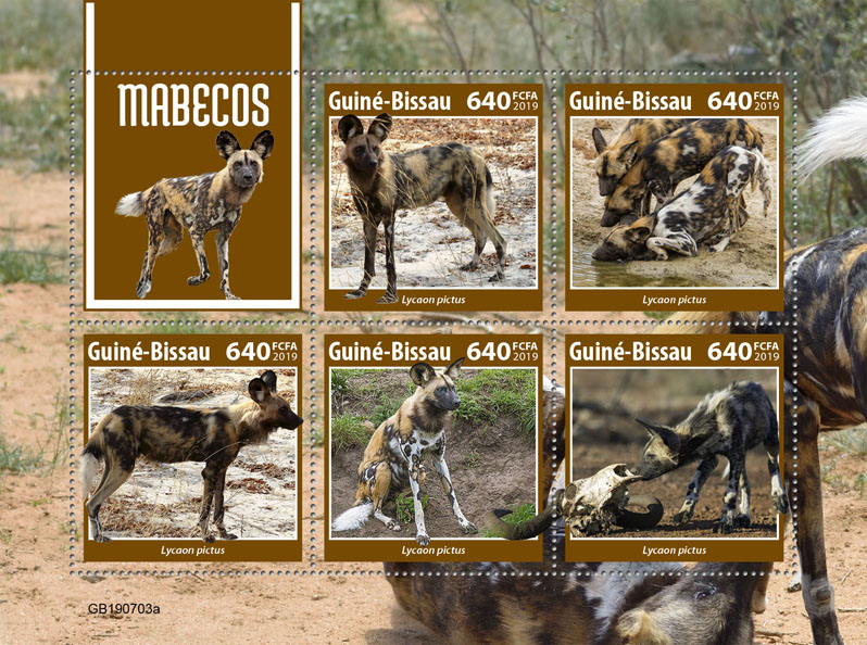 Wild dogs - Issue of Guinée-Bissau postage stamps