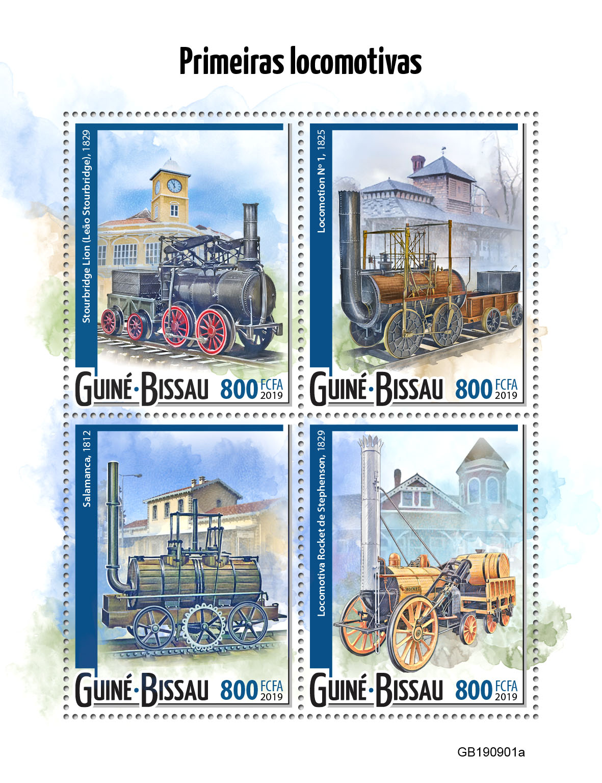 First trains - Issue of Guinée-Bissau postage stamps